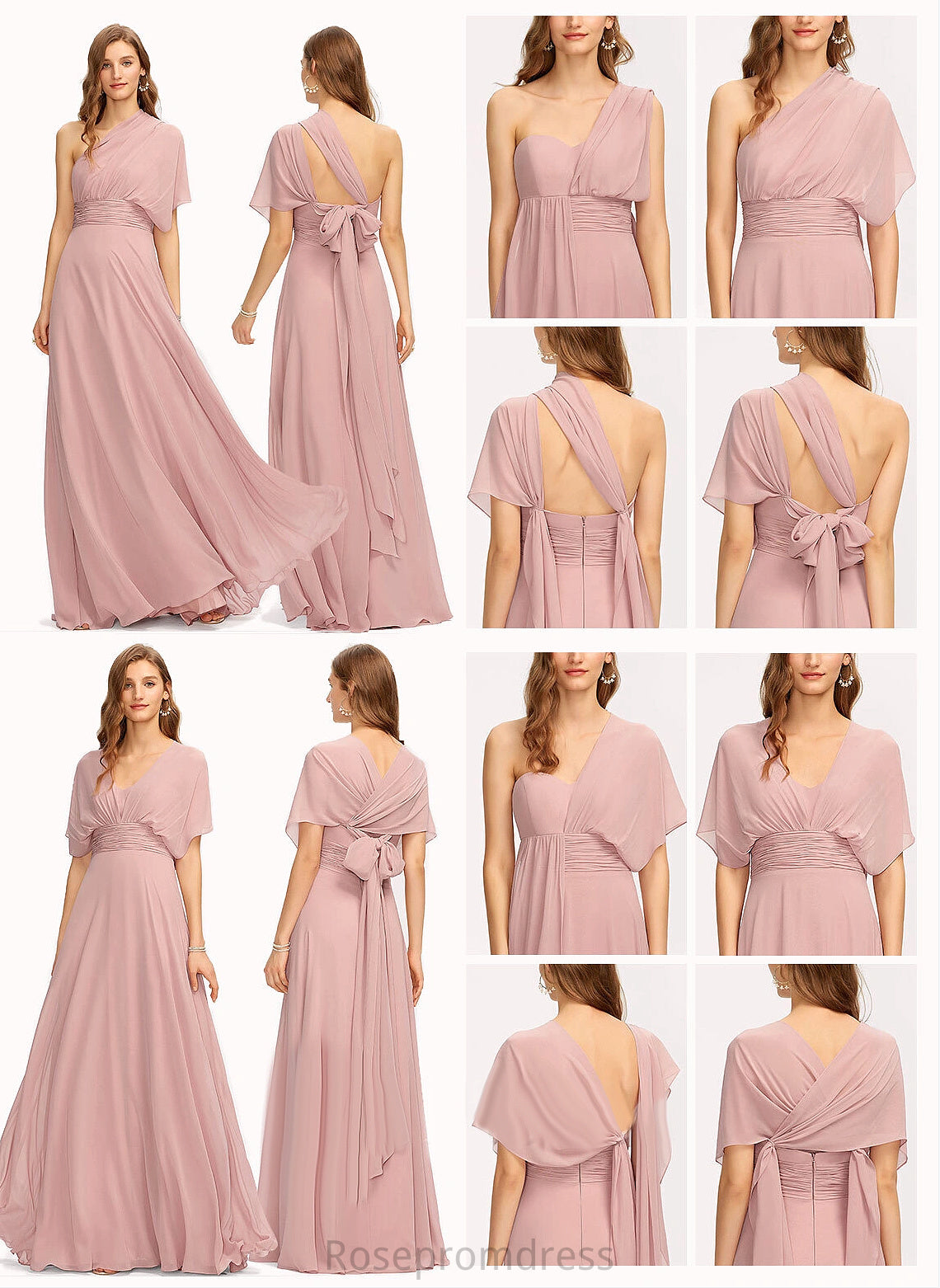 OneShoulder Length Fabric Halter Silhouette Straps&Sleeves Neckline Floor-Length V-Neck A-line Lailah Bridesmaid Dresses