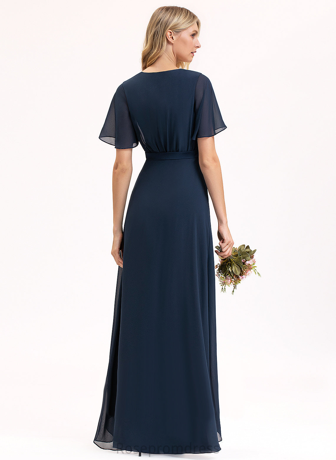 A-line Length Fabric Embellishment V-Neck Silhouette Asymmetrical Neckline Pamela Sleeveless A-Line/Princess Off The Shoulder Bridesmaid Dresses