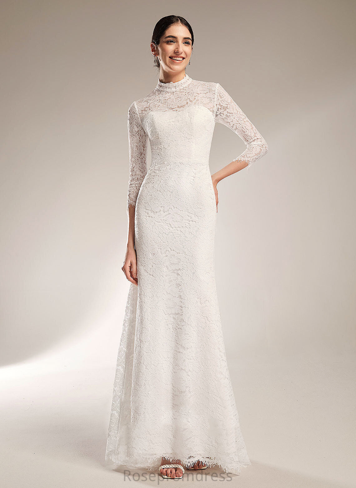 Train High Aspen Wedding Dresses Wedding Dress Sweep Trumpet/Mermaid Lace Neck