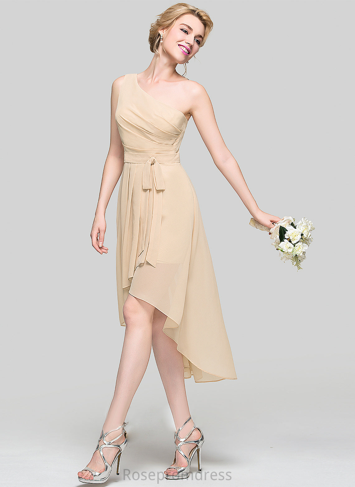 A-line Embellishment Asymmetrical Silhouette OneShoulder Neckline Length Fabric Susie A-Line/Princess Sleeveless Floor Length Bridesmaid Dresses