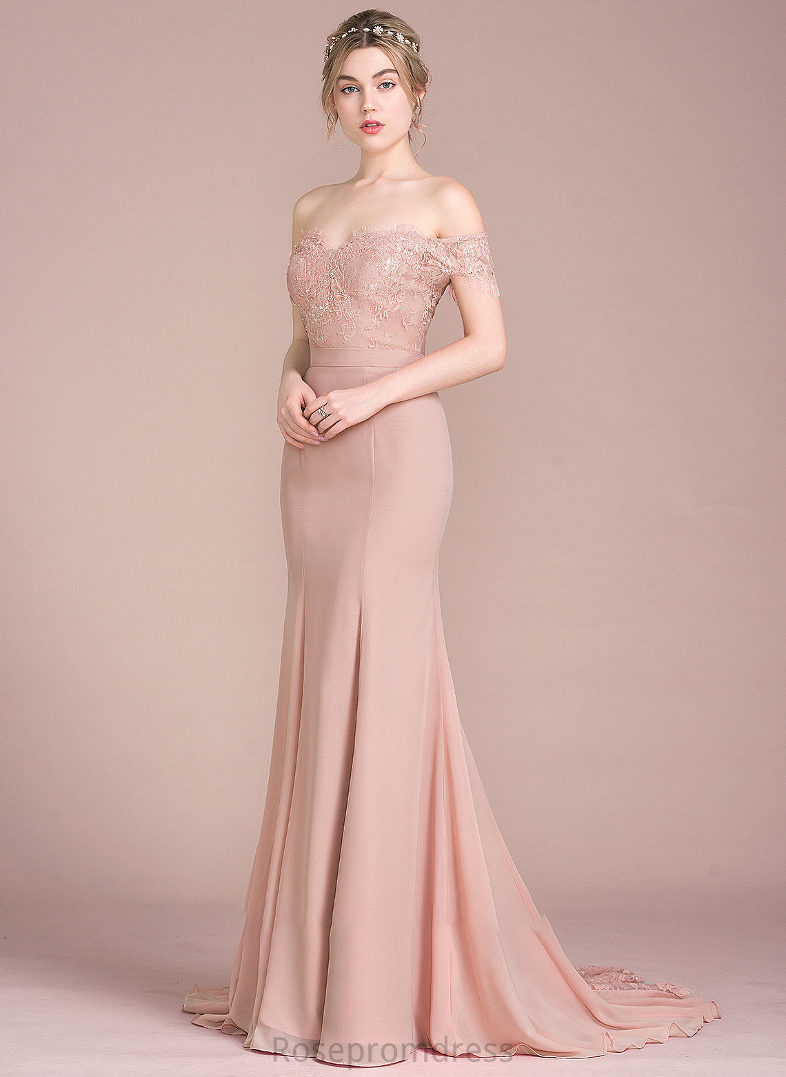 With Chiffon Sequins Winnie Off-the-Shoulder Lace Prom Dresses Train Court Trumpet/Mermaid