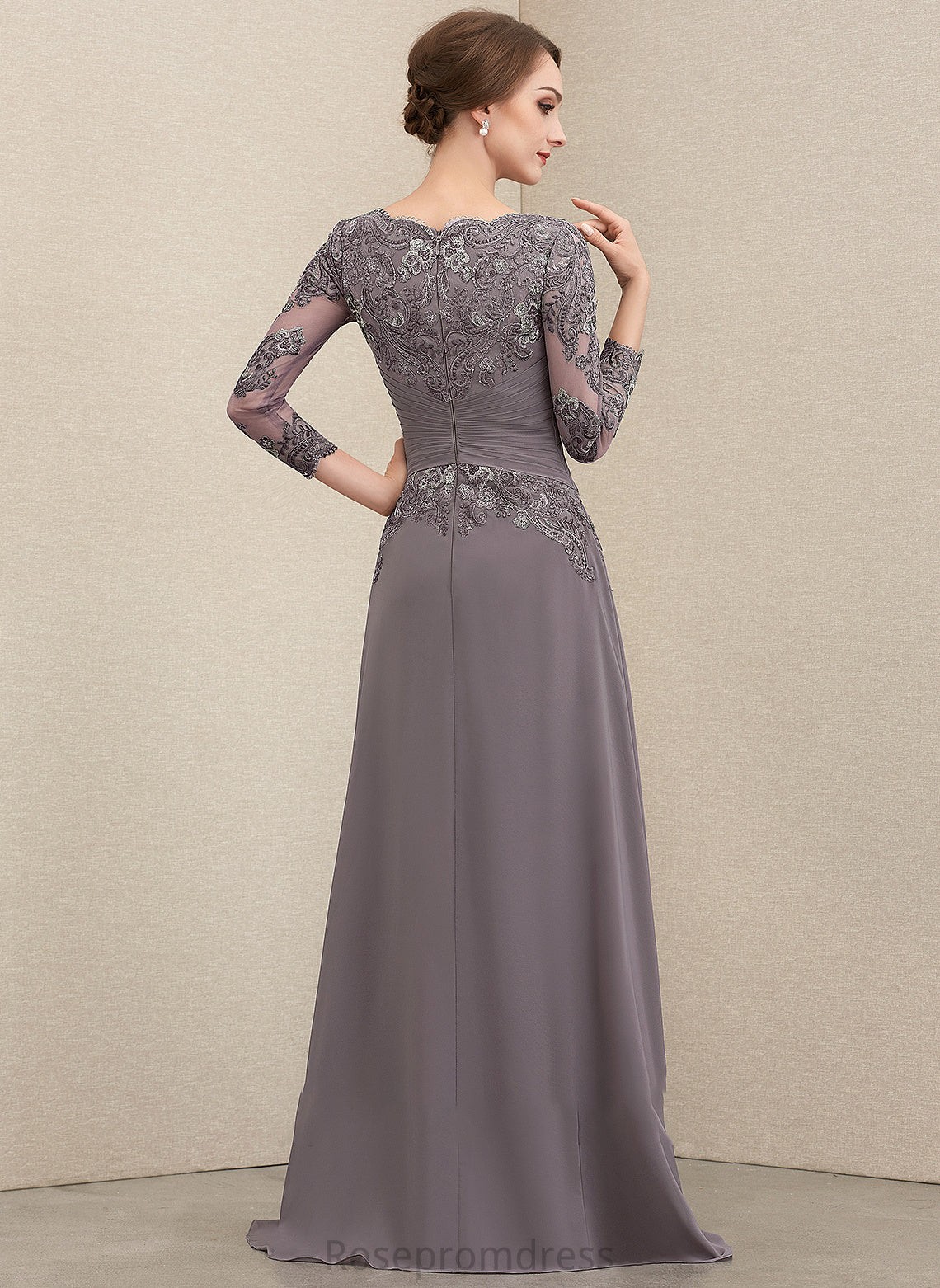 With Mother Chiffon Ruffle Dress Aliana Lace Mother of the Bride Dresses Bride Floor-Length V-neck the of A-Line