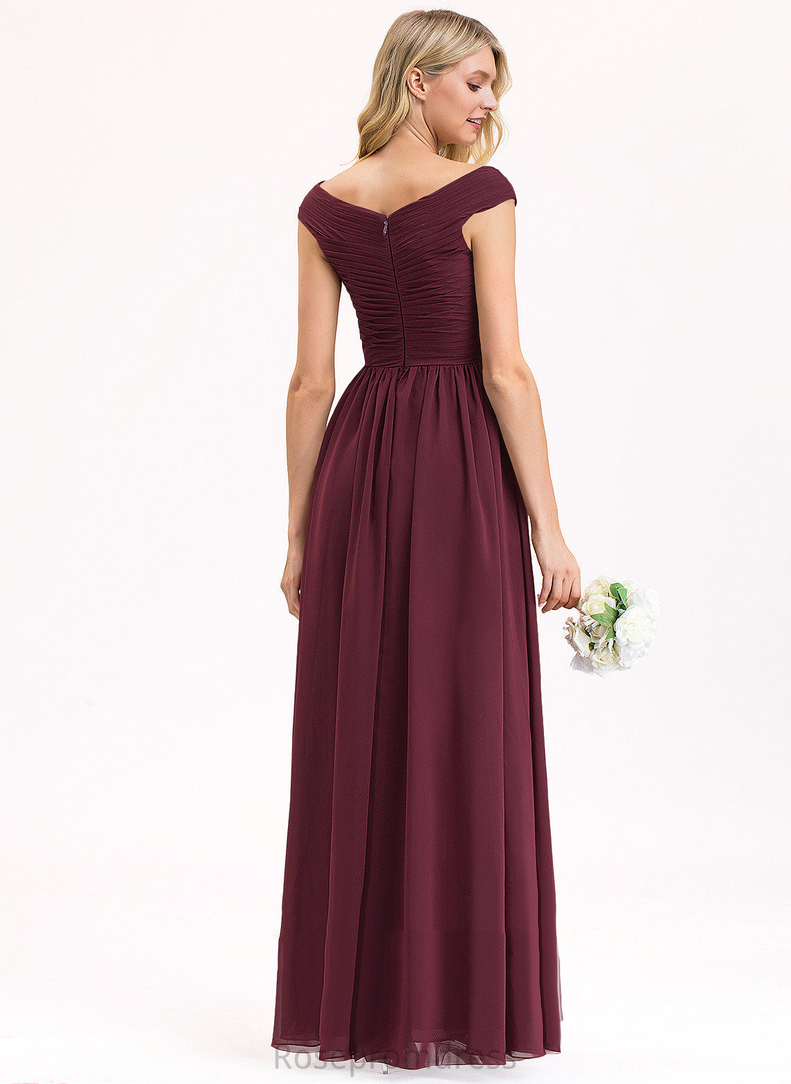 OfftheShoulder Fabric A-line Floor-Length Silhouette Length Neckline Straps&Sleeves Ally Sheath/Column Natural Waist Floor Length Bridesmaid Dresses