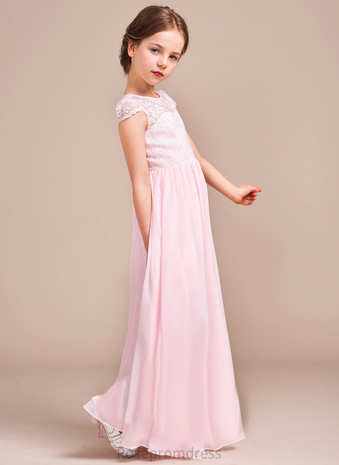 Floor-length Scoop A-Line/Princess Neck Dress Flower Madalyn Sleeveless Chiffon/Lace Girl Flower Girl Dresses -