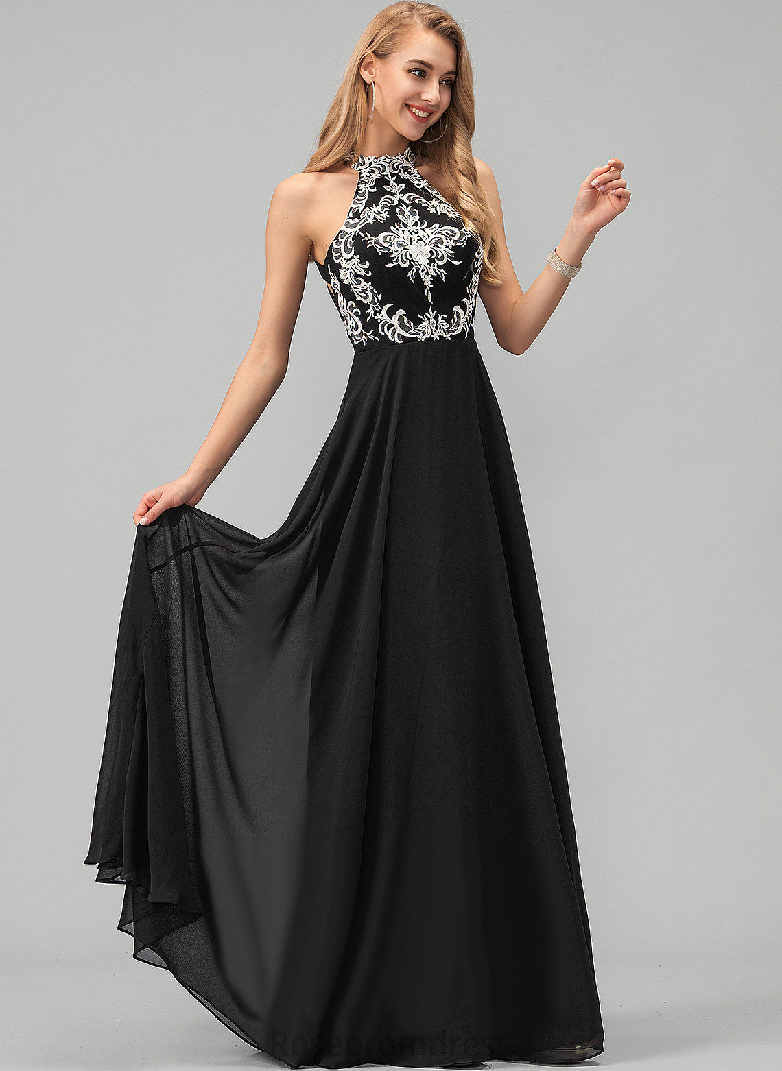 A-Line Floor-Length Scoop Prom Dresses Miriam Chiffon