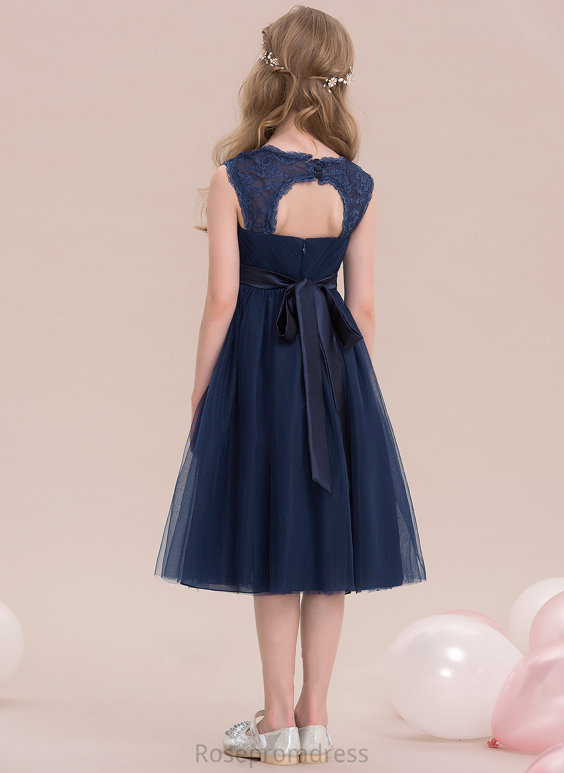 With Tulle Ruffle Sweetheart Empire Knee-Length Lauryn Junior Bridesmaid Dresses