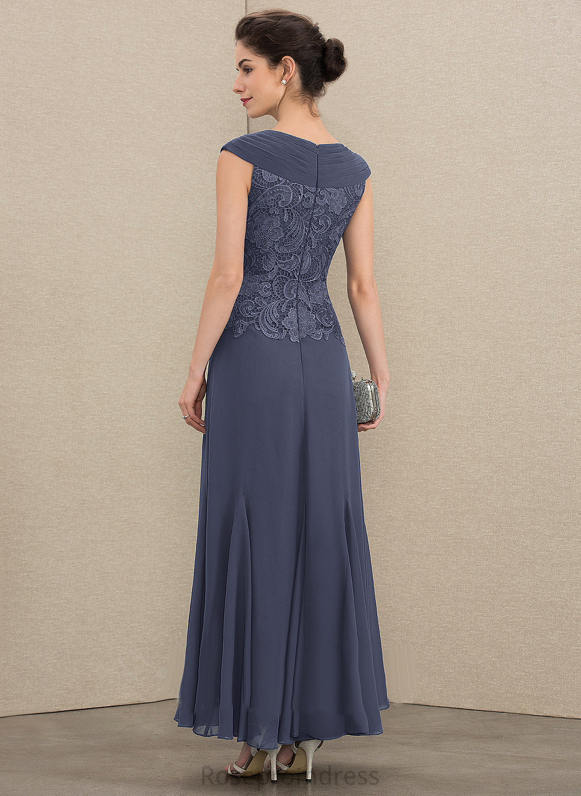 With Chiffon Beading V-neck Lace Mother Ankle-Length Dress Mother of the Bride Dresses Ruffle A-Line the Bride of Monique