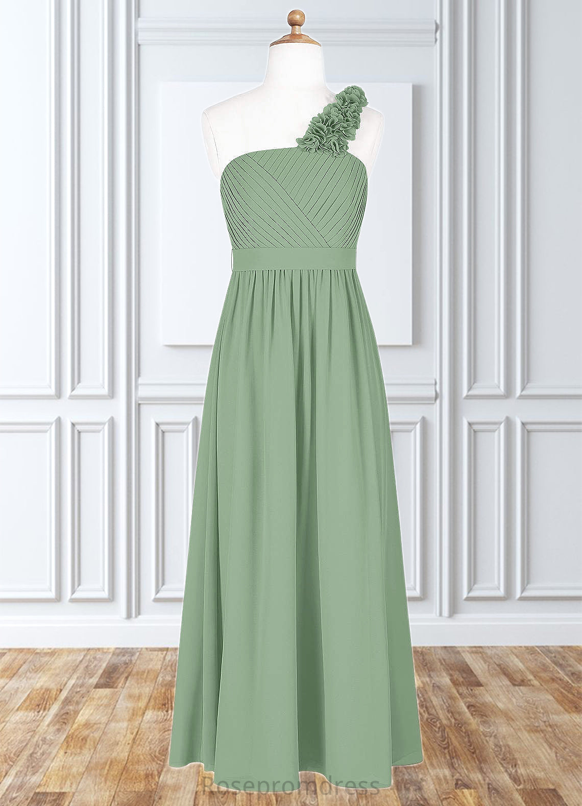 Kamari A-Line Pleated Chiffon Floor-Length Junior Bridesmaid Dress SRSP0019999