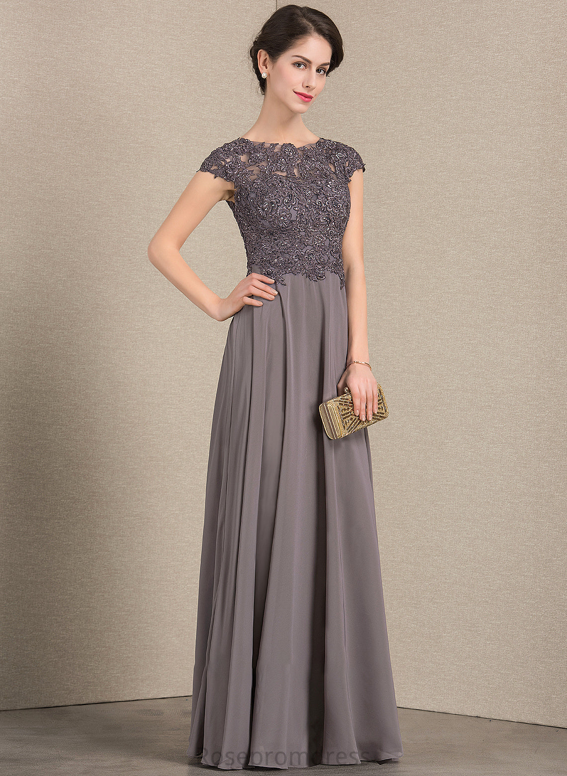 Neck Bride Mother Mother of the Bride Dresses the Scoop of With Destiney Beading Floor-Length Lace A-Line Dress Chiffon