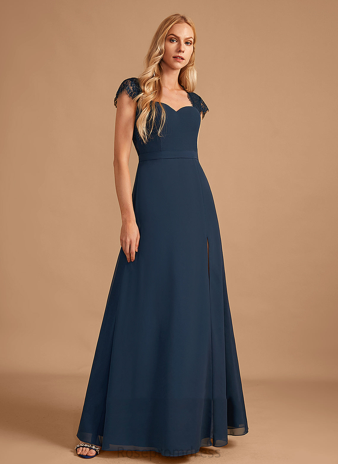 Neckline Lace Floor-Length A-Line V-neck Embellishment SplitFront Silhouette Fabric Length Patti Bridesmaid Dresses