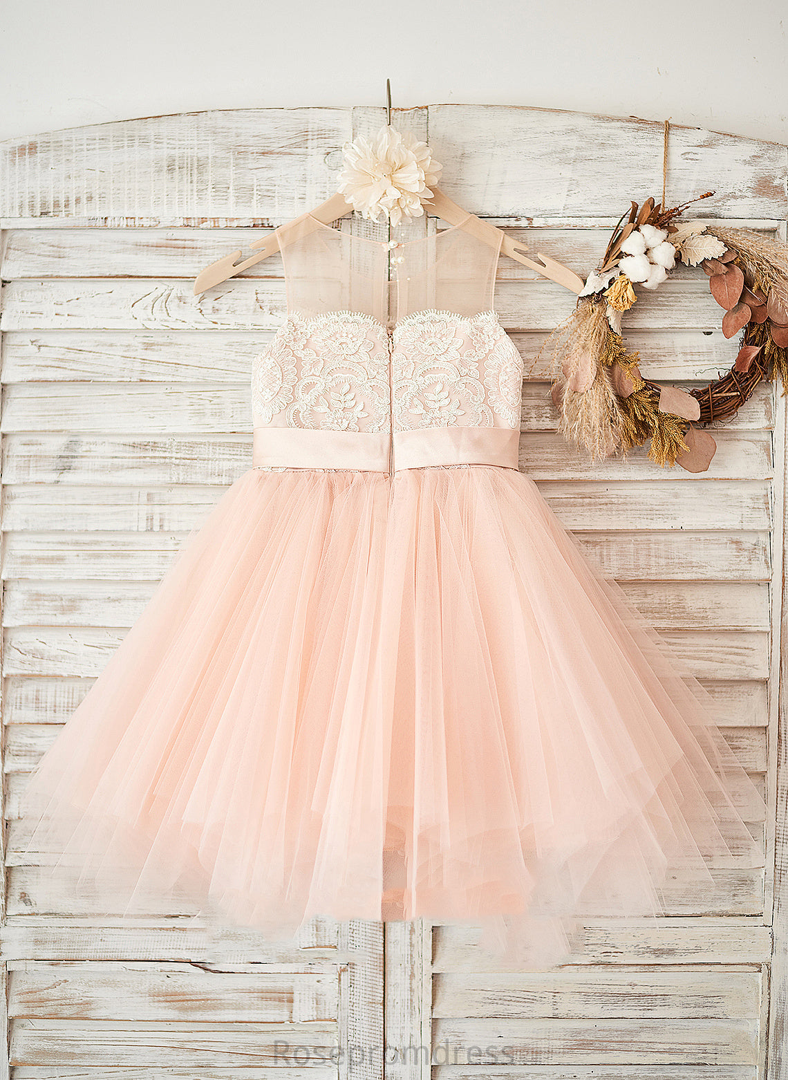 sash) - Scoop (Undetachable Beading Flower Girl Dresses Knee-length With Girl A-Line Neck Flower Satin/Tulle/Lace Sleeveless Vicky Dress