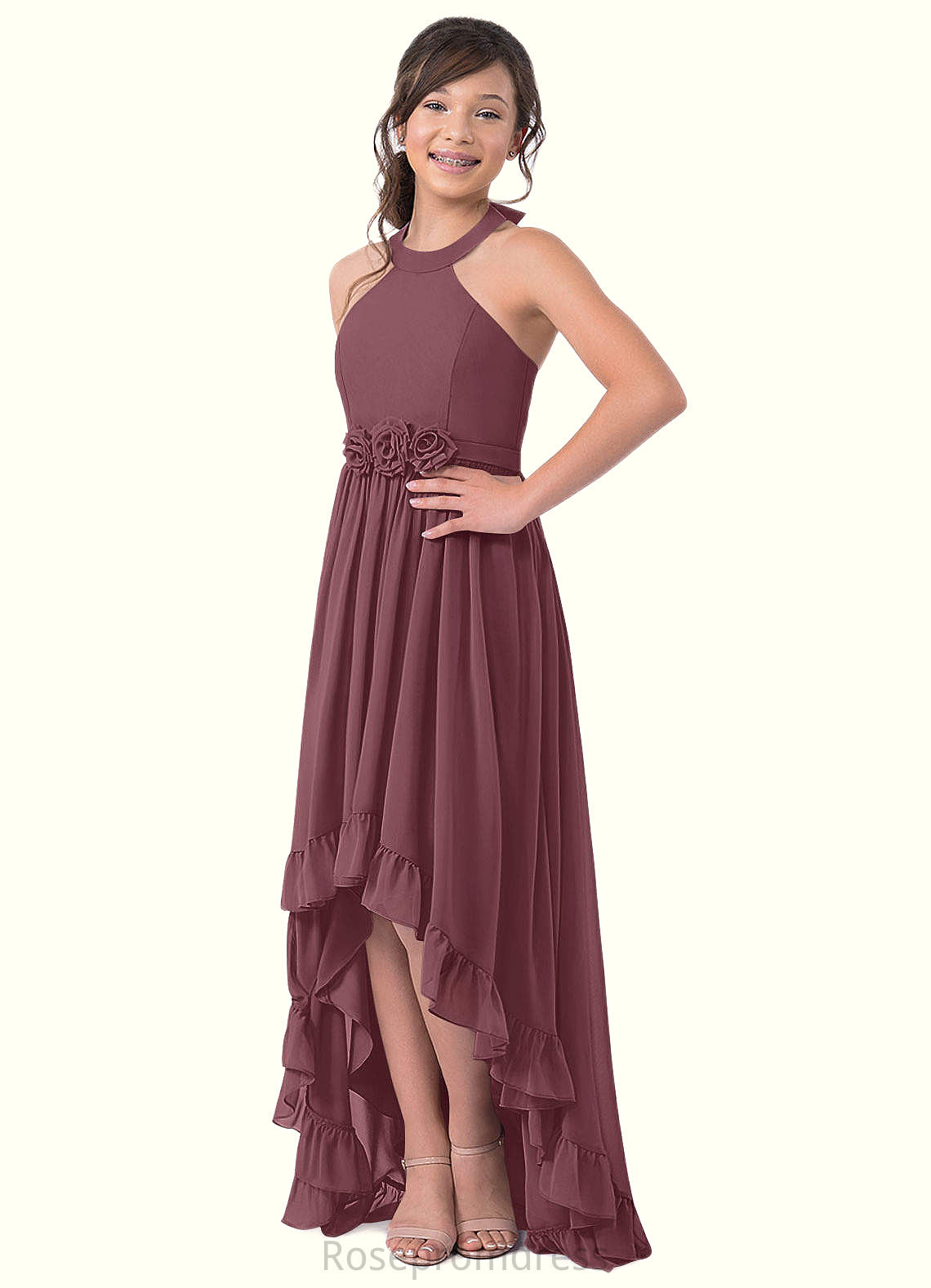 Phoenix A-Line Chiffon Asymmetrical Junior Bridesmaid Dress SRSP0019969