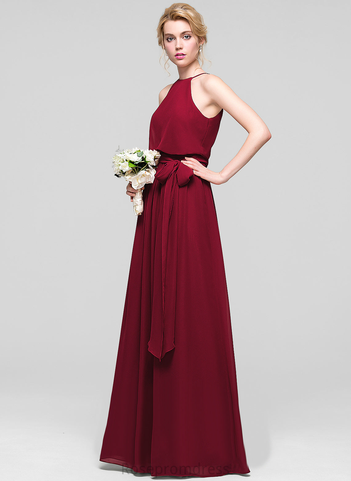 Floor-Length A-line Length Silhouette Scoop Fabric Neckline Embellishment Haylee Sleeveless A-Line/Princess Straps Bridesmaid Dresses