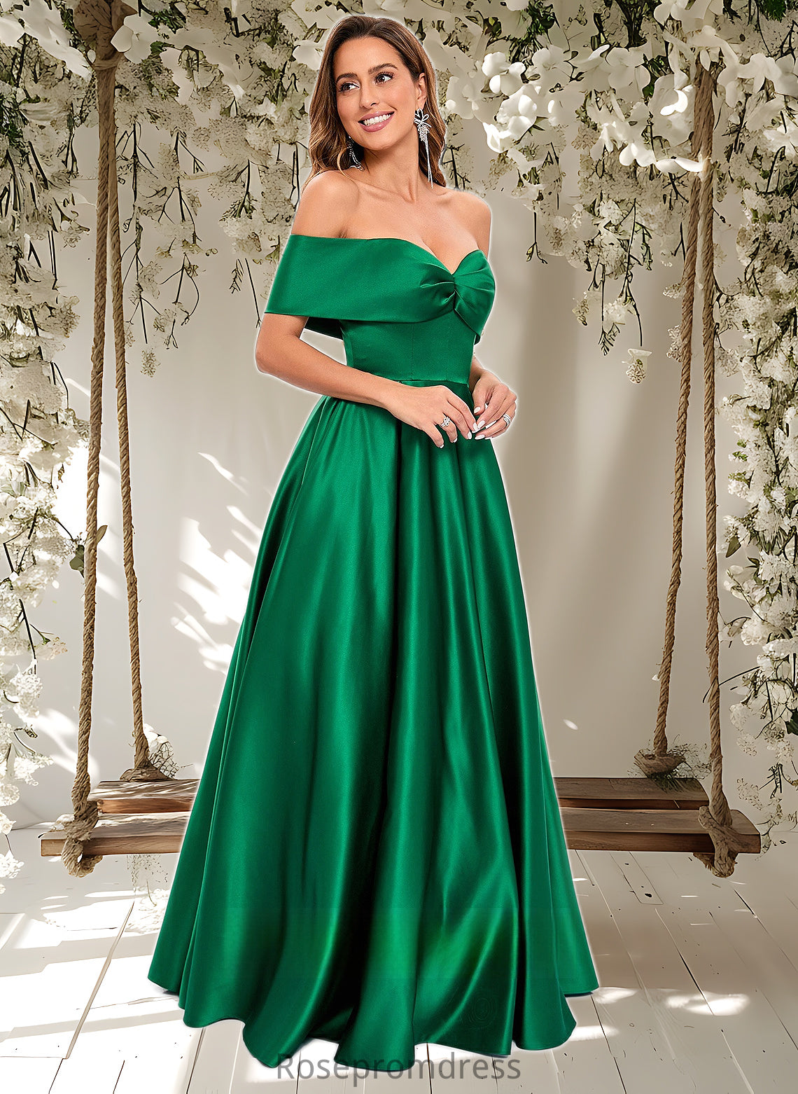 Kaylynn Ball-Gown/Princess Off the Shoulder Floor-Length Satin Prom Dresses DSP0025871