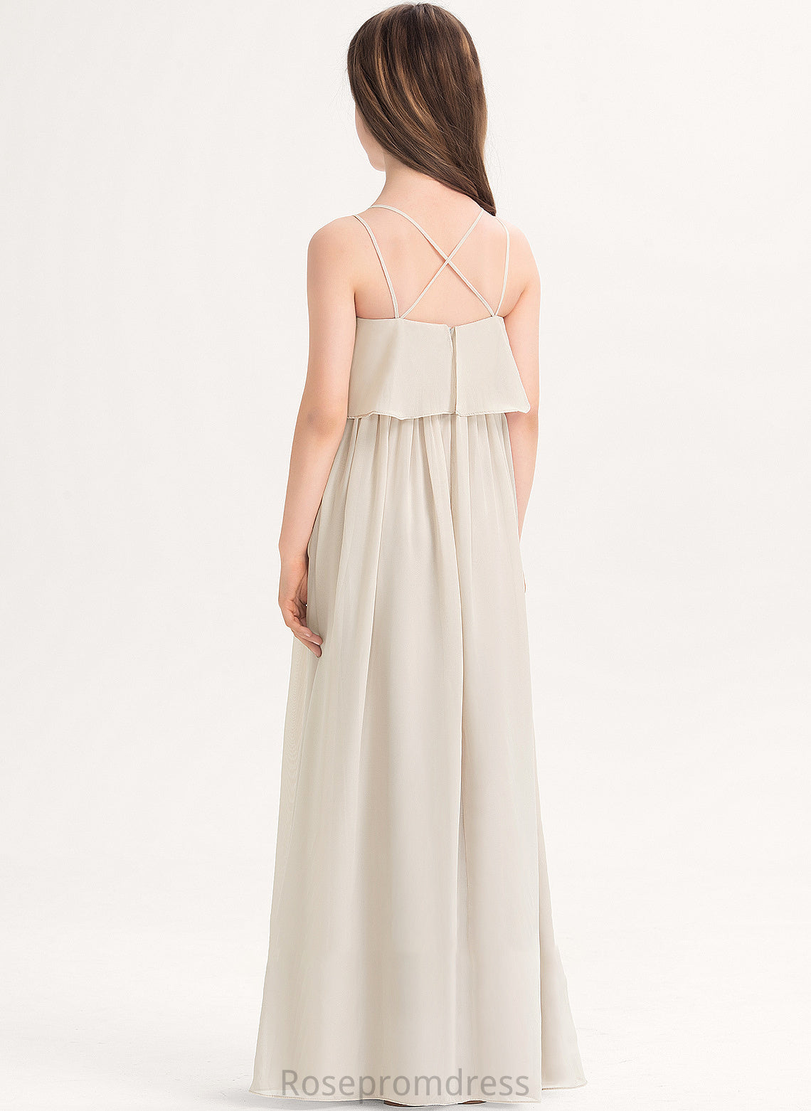 Junior Bridesmaid Dresses Kelsie V-neck Floor-Length Chiffon A-Line