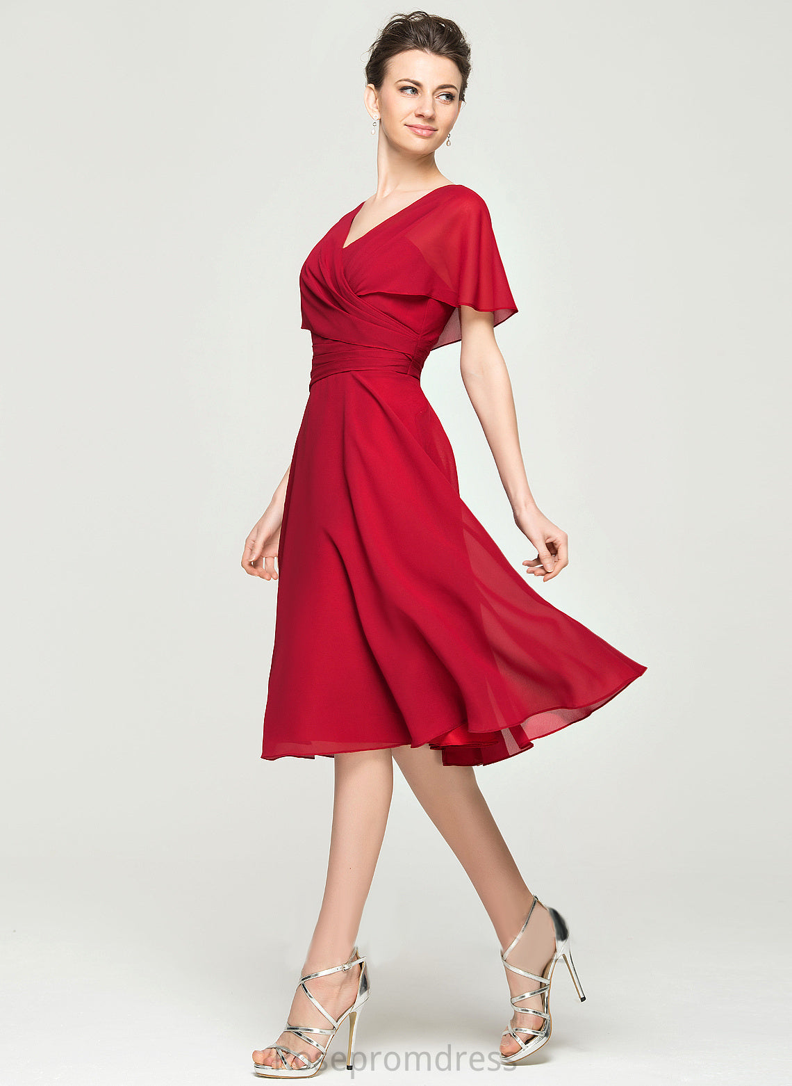 Ruffle Dress Kailey Mother of Knee-Length A-Line Mother of the Bride Dresses the Chiffon V-neck With Bride