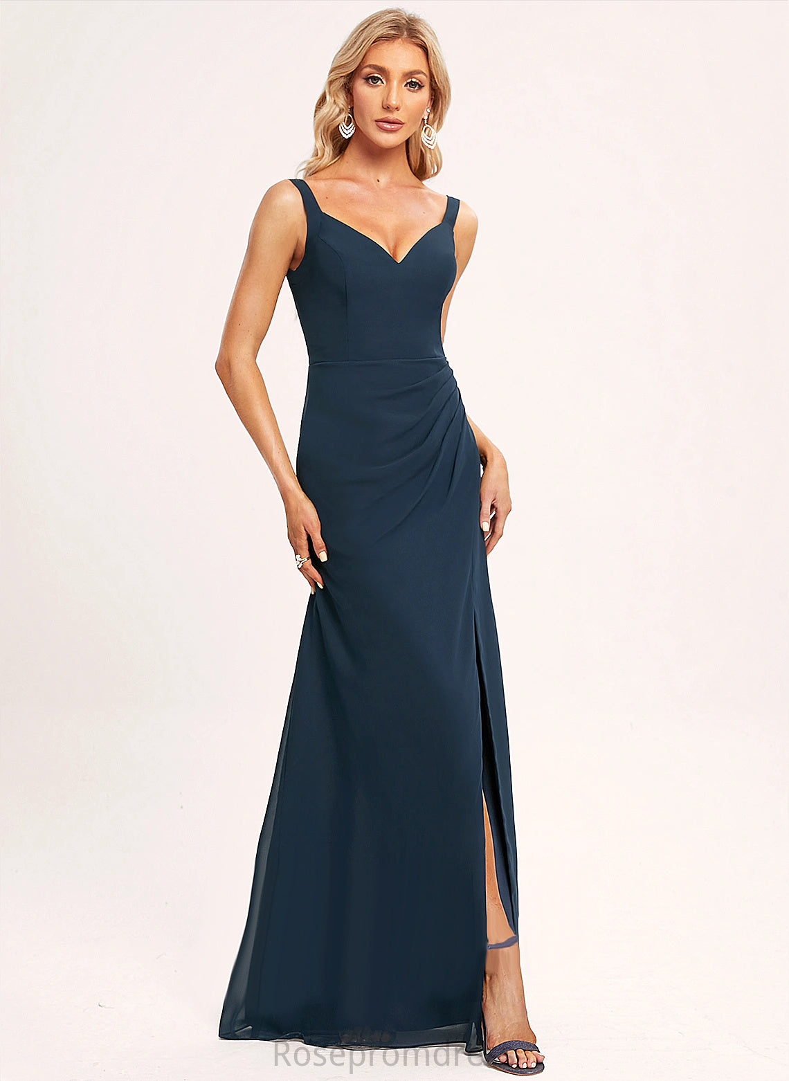 V-Neck Length Straps&Sleeves Floor-Length Silhouette Fabric Neckline Trumpet/Mermaid Akira Sleeveless A-Line/Princess Floor Length Bridesmaid Dresses