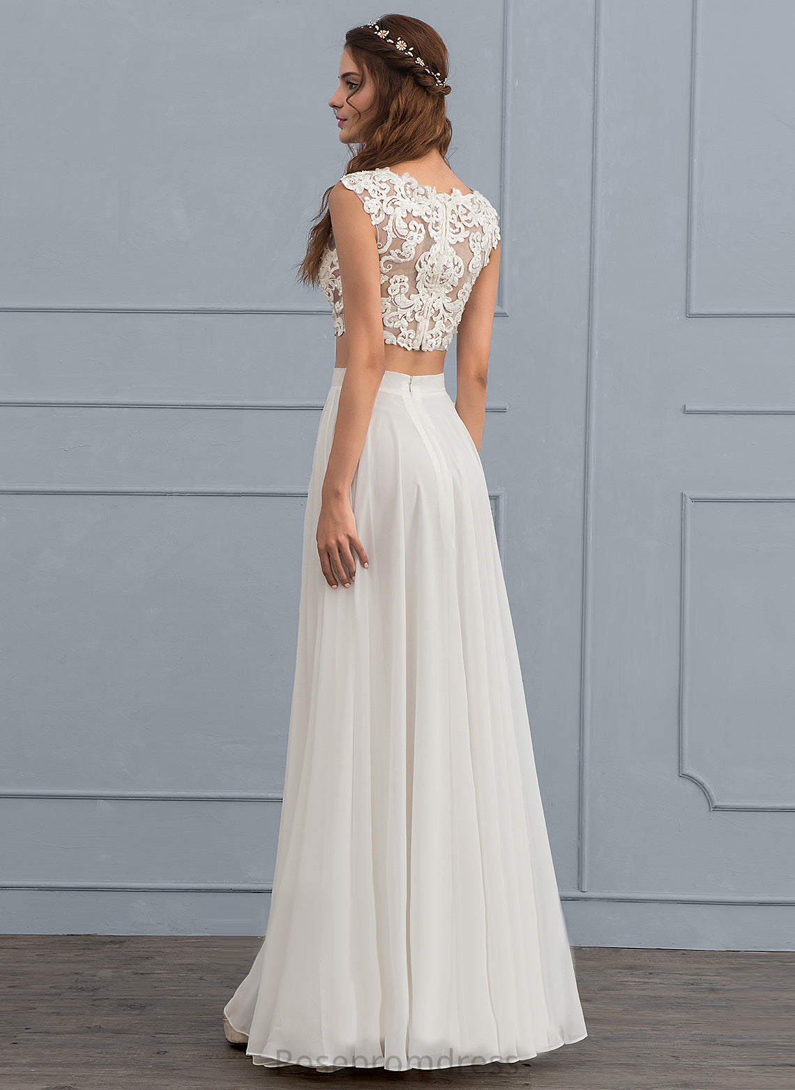 Chiffon Dress Wedding Dresses Floor-Length With Haleigh A-Line Wedding Sequins Beading Lace