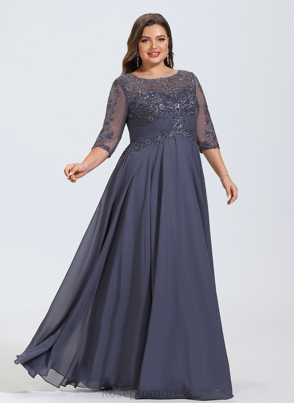 Illusion Lace Floor-Length Pleated Trudie With Prom Dresses A-Line Sequins Scoop Chiffon