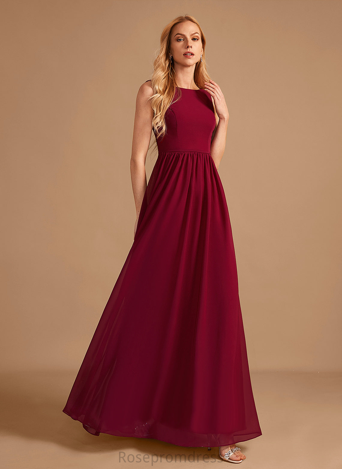 A-Line Embellishment Silhouette Bow(s) Length Fabric Neckline Floor-Length HighNeck Lea Spaghetti Staps Floor Length Bridesmaid Dresses