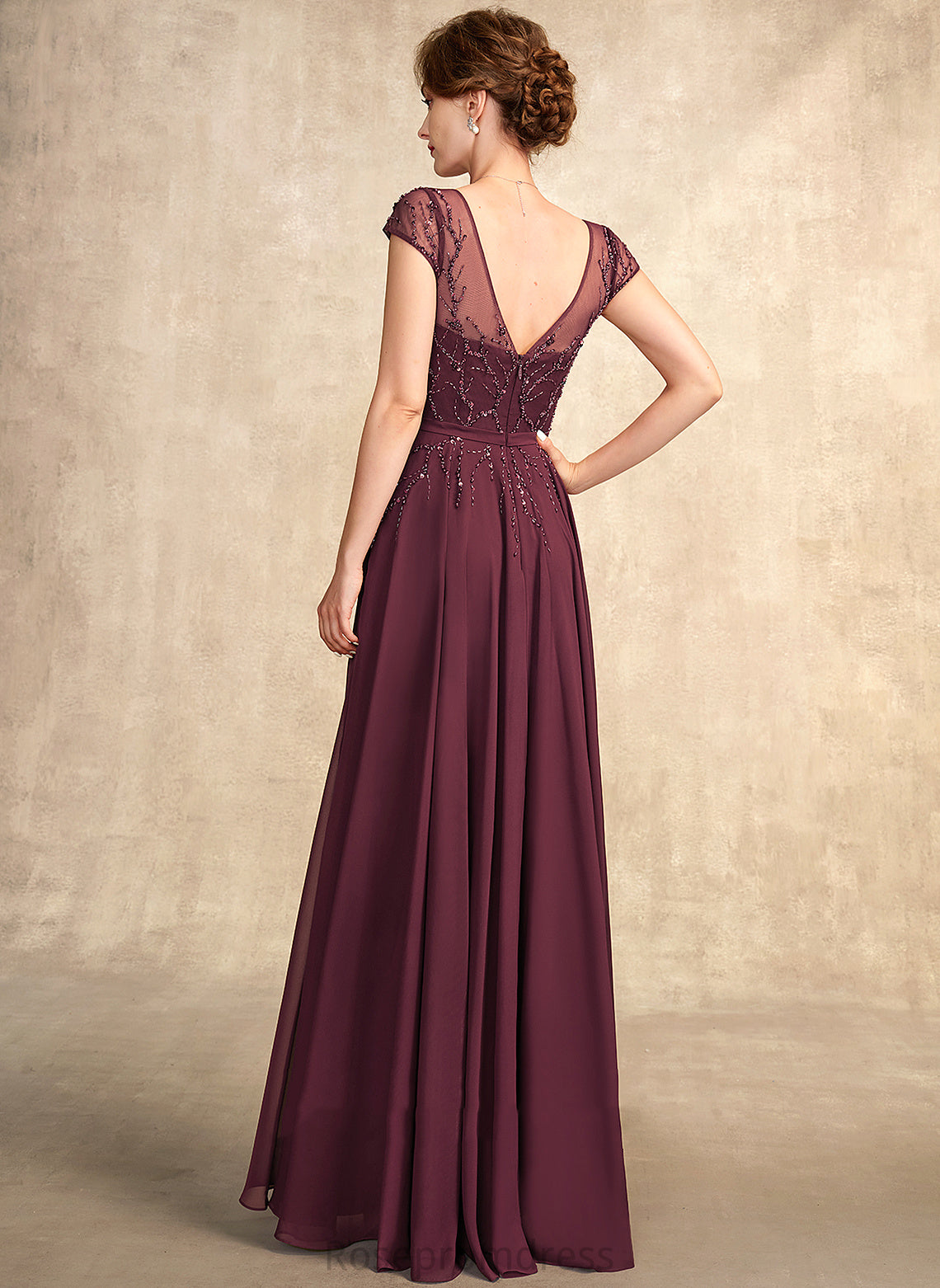 the of Mother Beading A-Line Sequins V-neck Dress Chiffon Mother of the Bride Dresses With Bride Floor-Length Amelia