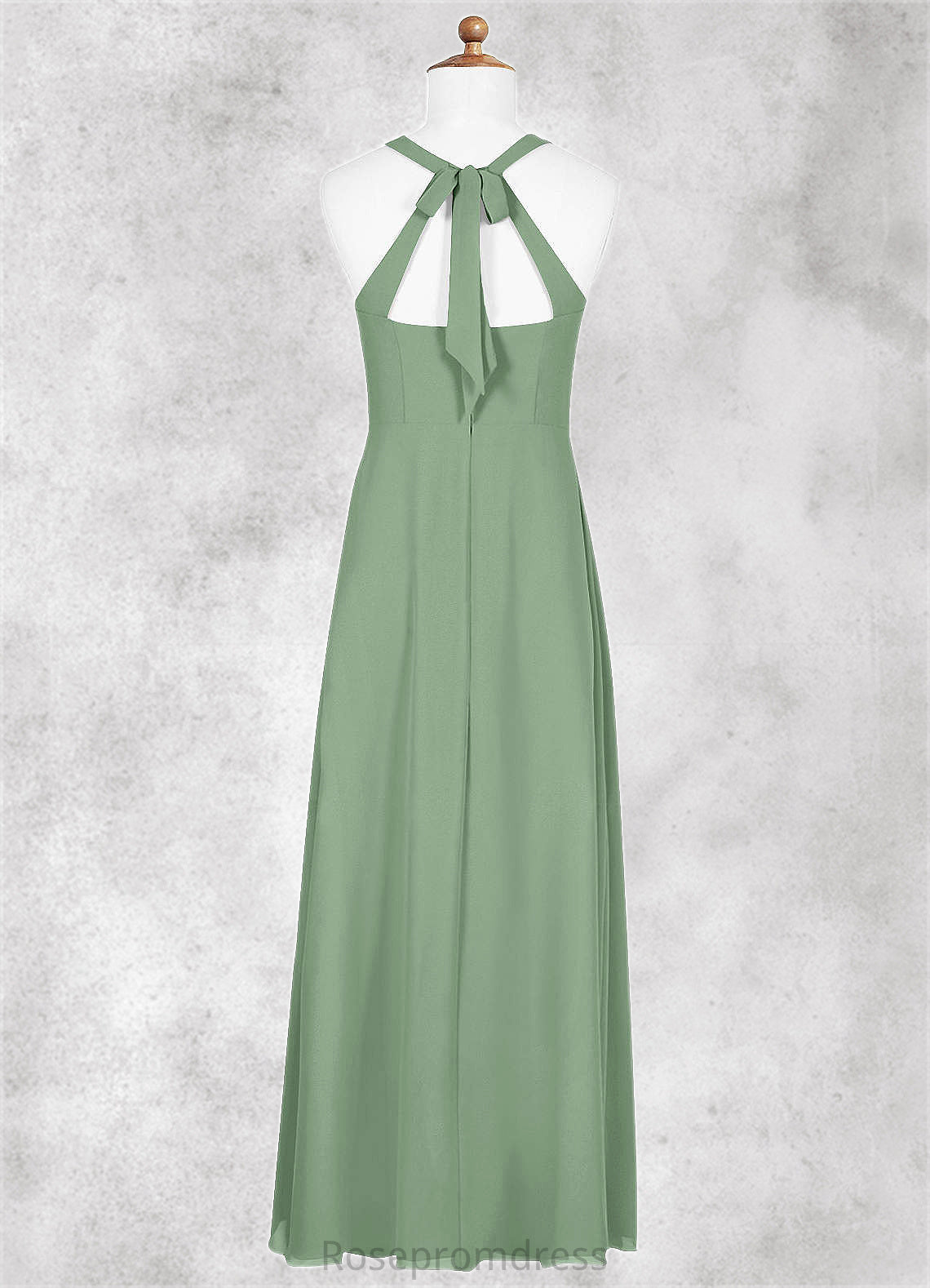 Penelope A-Line Bow Chiffon Floor-Length Junior Bridesmaid Dress SRSP0020013