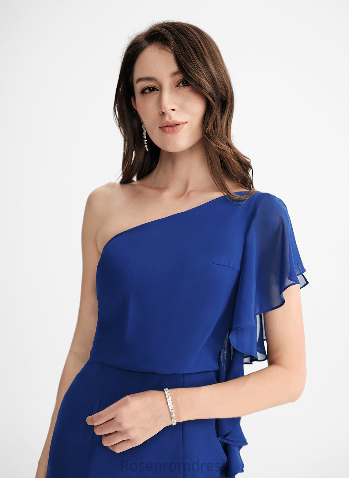 Tea-Length Ruffle One-Shoulder With Chiffon Dress Madilyn Cocktail Sheath/Column Cocktail Dresses