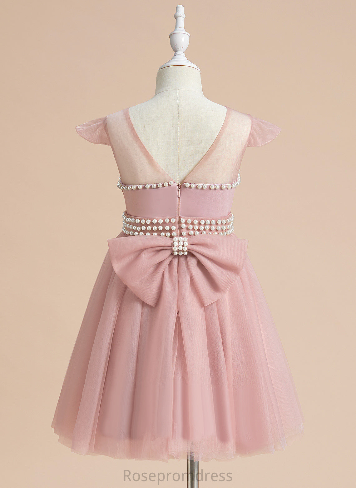 Scoop With Satin/Tulle Flower Olivia Dress Knee-length Neck - Flower Girl Dresses Beading/Bow(s) A-Line Girl Sleeveless