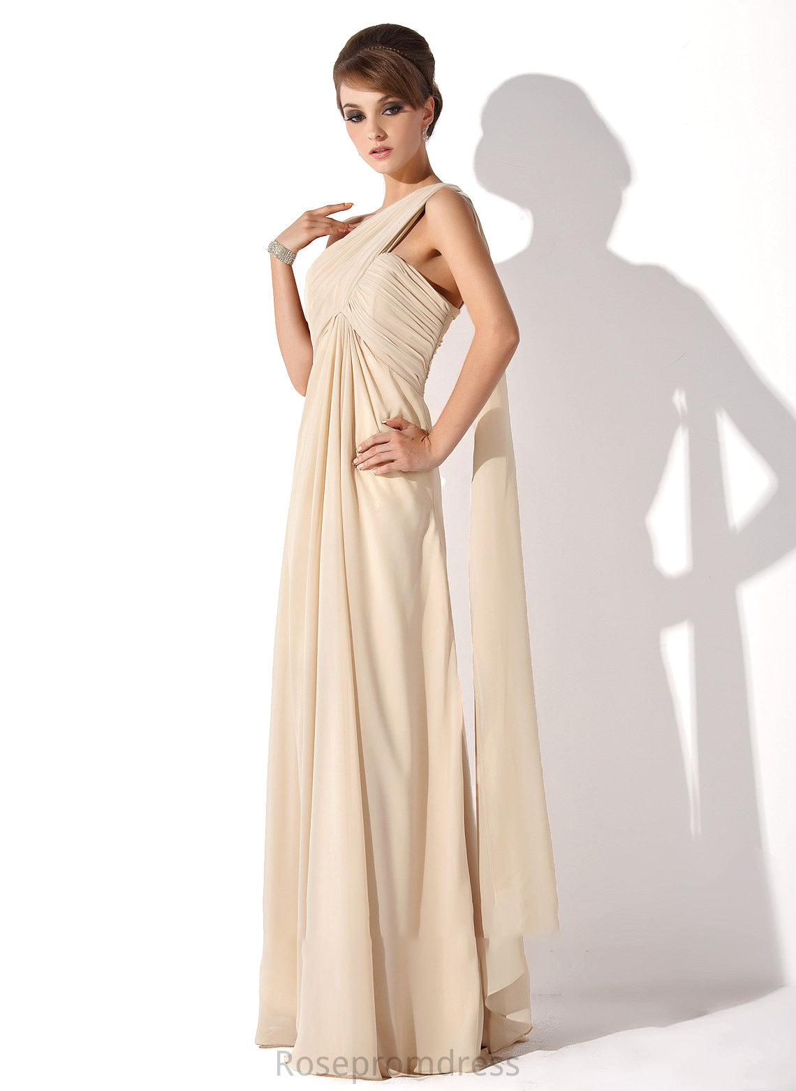 Bride Chiffon the Alma Mother of the Bride Dresses Floor-Length Mother Empire One-Shoulder With Ruffle of Dress