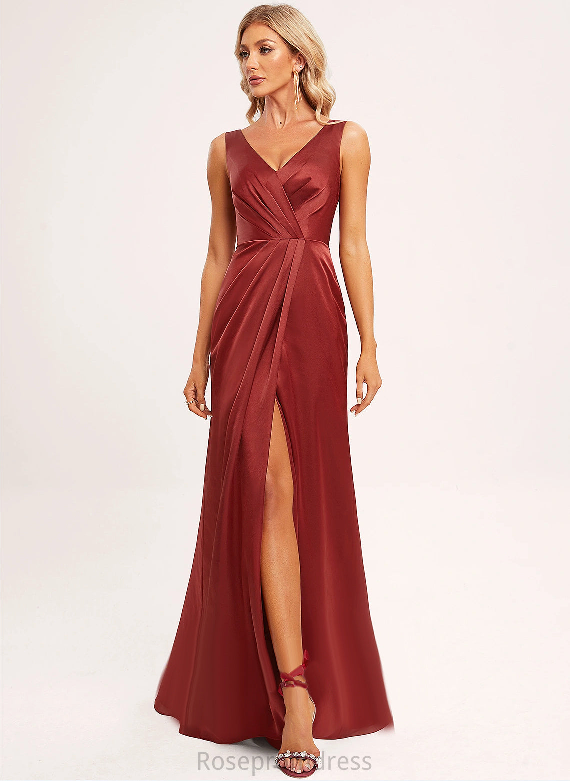 V-Neck Neckline Floor-Length Straps&Sleeves Length Sleeveless BackStyle A-line Silhouette Nathaly Bridesmaid Dresses