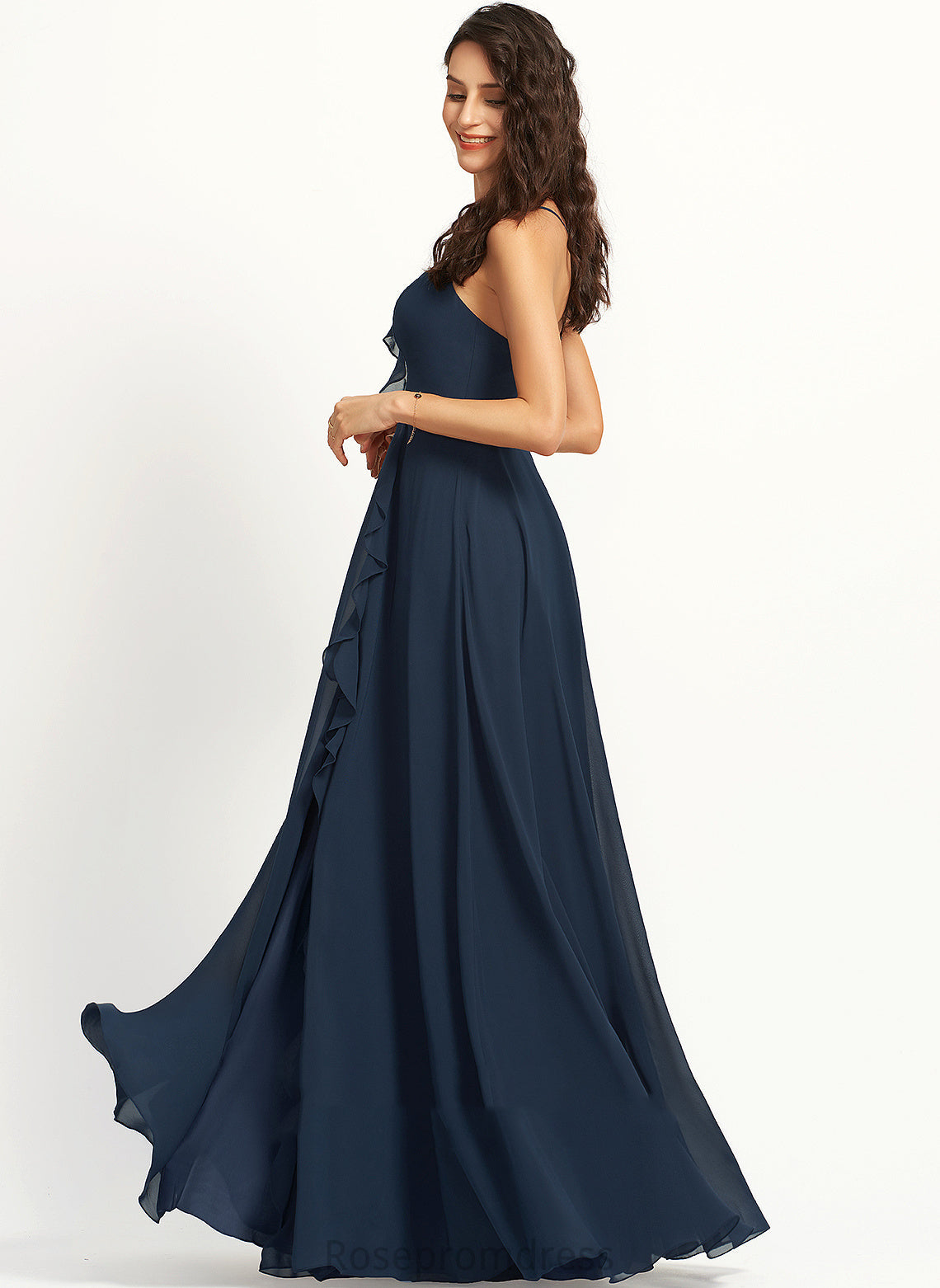 Silhouette V-neck A-Line Embellishment Neckline SplitFront Length Fabric Floor-Length Brooklyn Bridesmaid Dresses