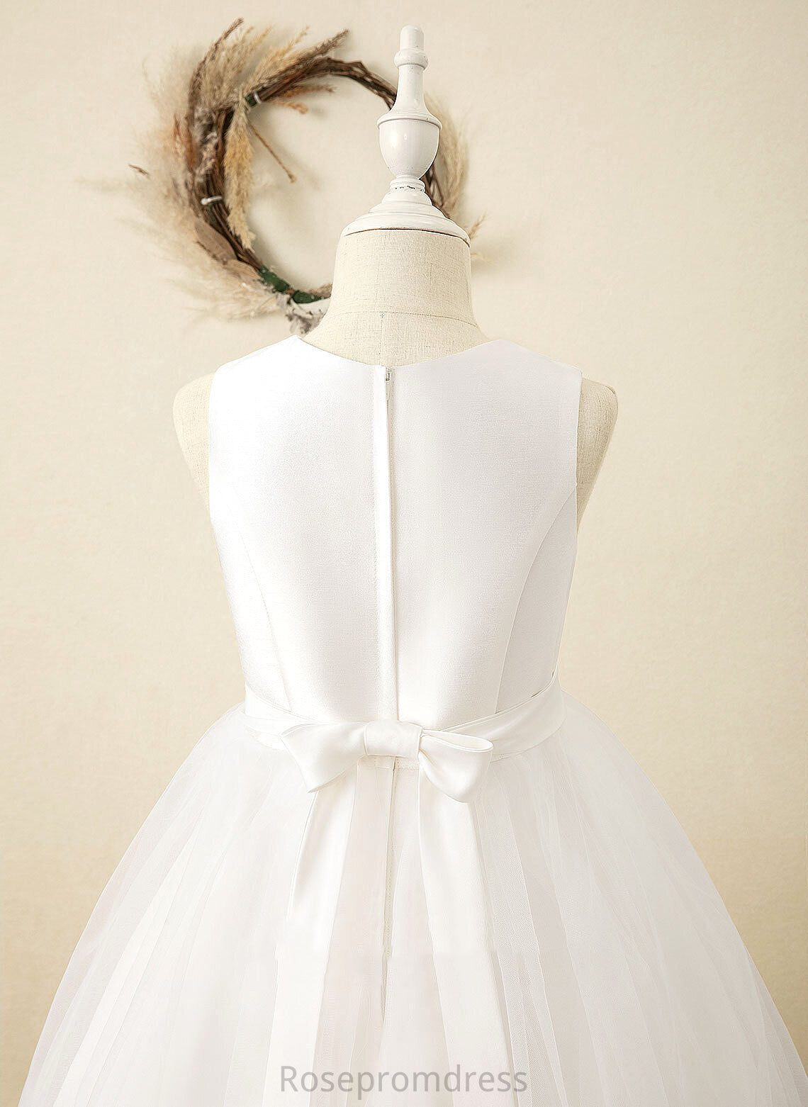 Dress Neck Satin/Tulle Tea-length - Sleeveless Scoop Flower Girl Dresses Flower Itzel Girl A-Line