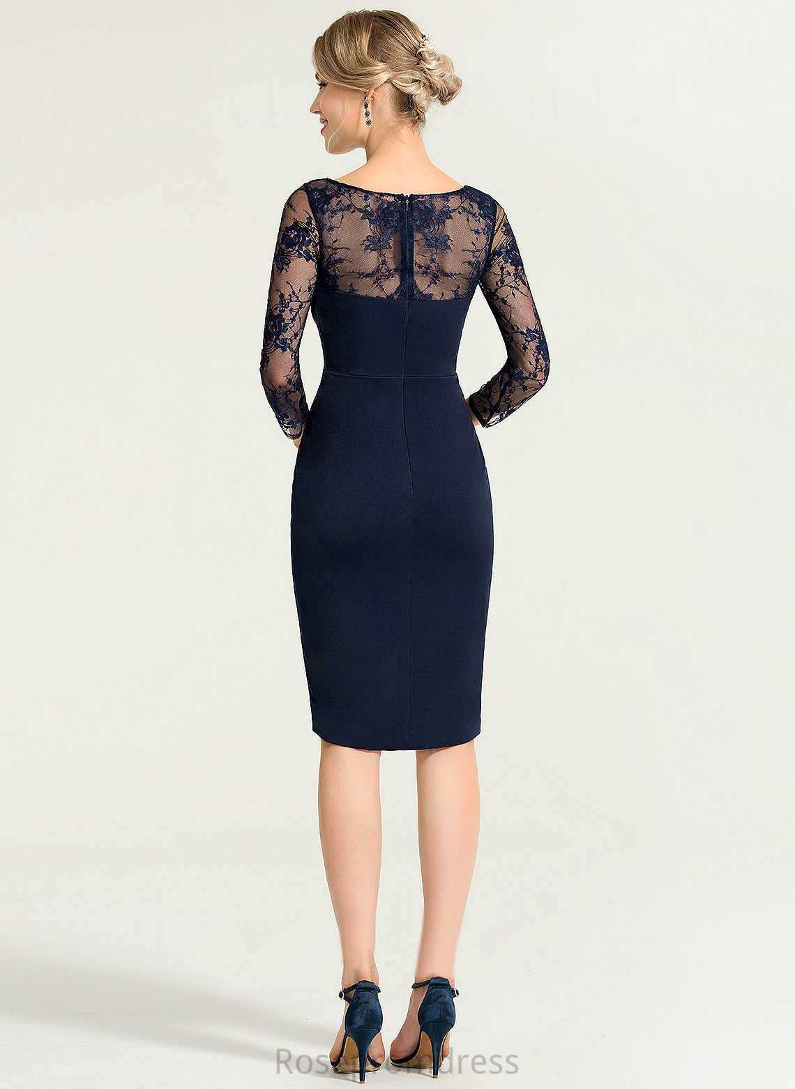 V-neck Lace Jersey Sheath/Column Asymmetrical With Cocktail Paola Dress Cocktail Dresses Ruffle