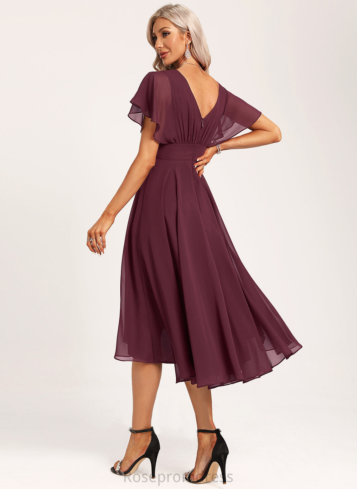 Asymmetrical Scoop Embellishment Silhouette Length A-Line Ruffle Neckline Fabric Paige Bridesmaid Dresses