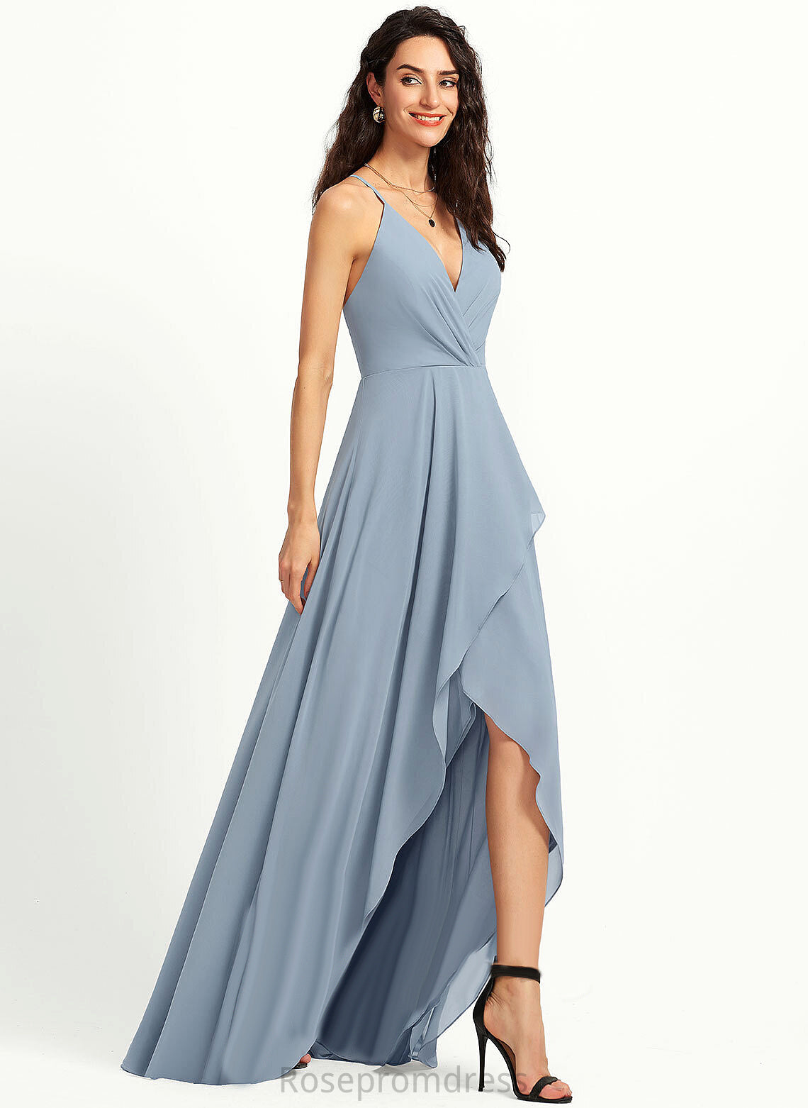 Chiffon V-neck Anabelle Prom Dresses A-Line Asymmetrical