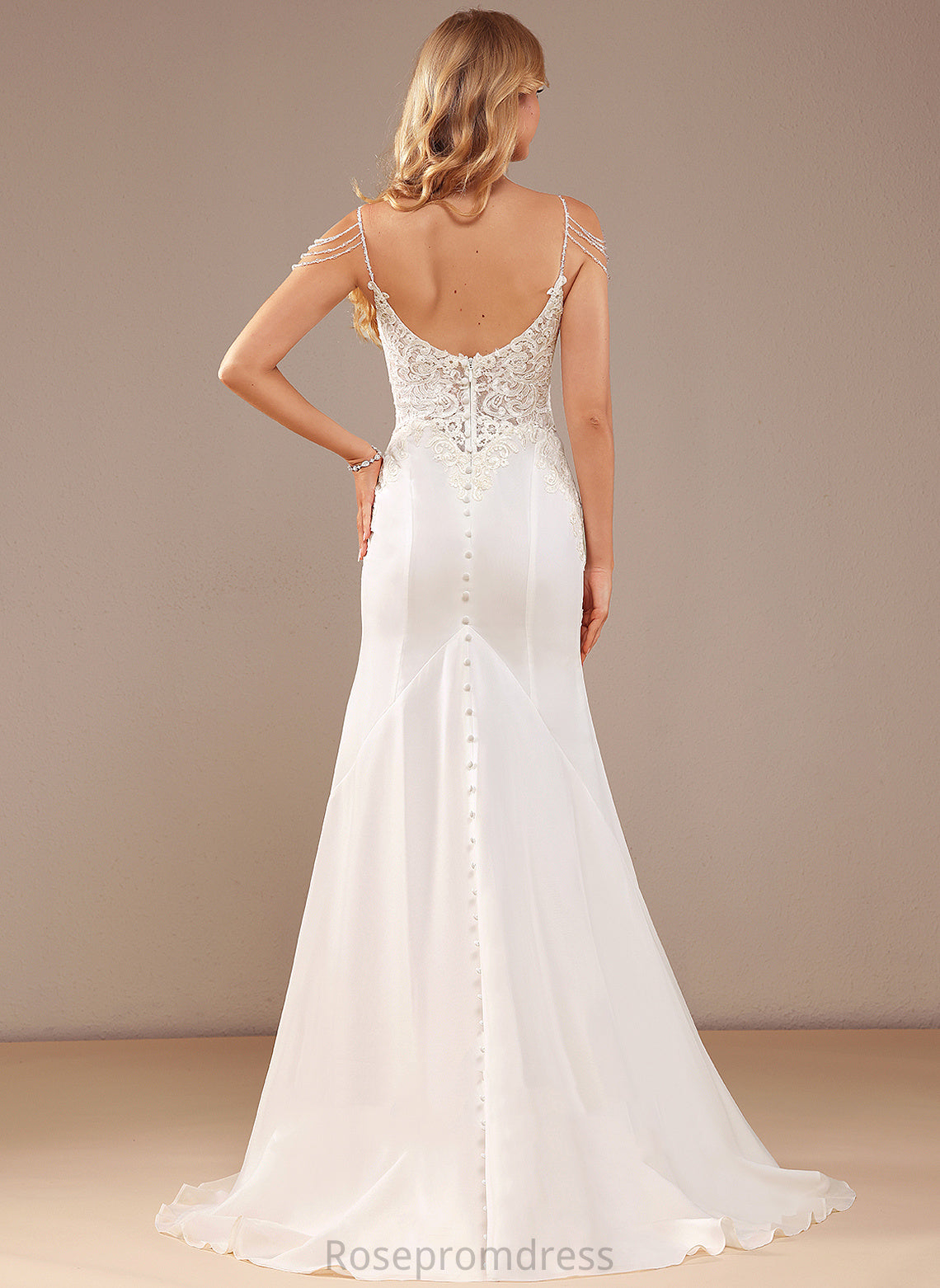 Shannon Dress Train Beading Chiffon With Lace Trumpet/Mermaid Sequins V-neck Lace Wedding Dresses Court Wedding