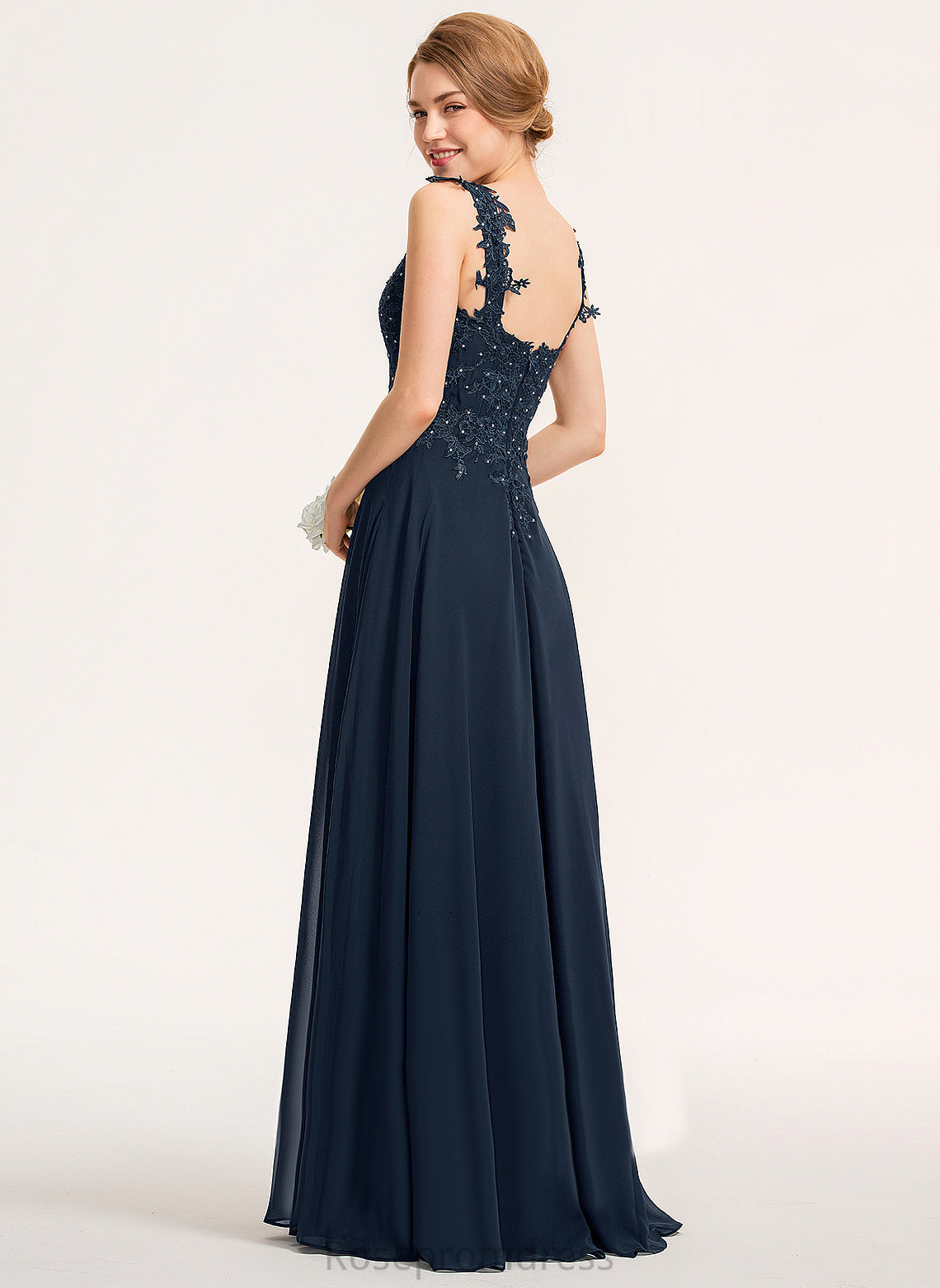 Silhouette Floor-Length Fabric Lace Embellishment Neckline Length Beading A-line Winifred Bridesmaid Dresses