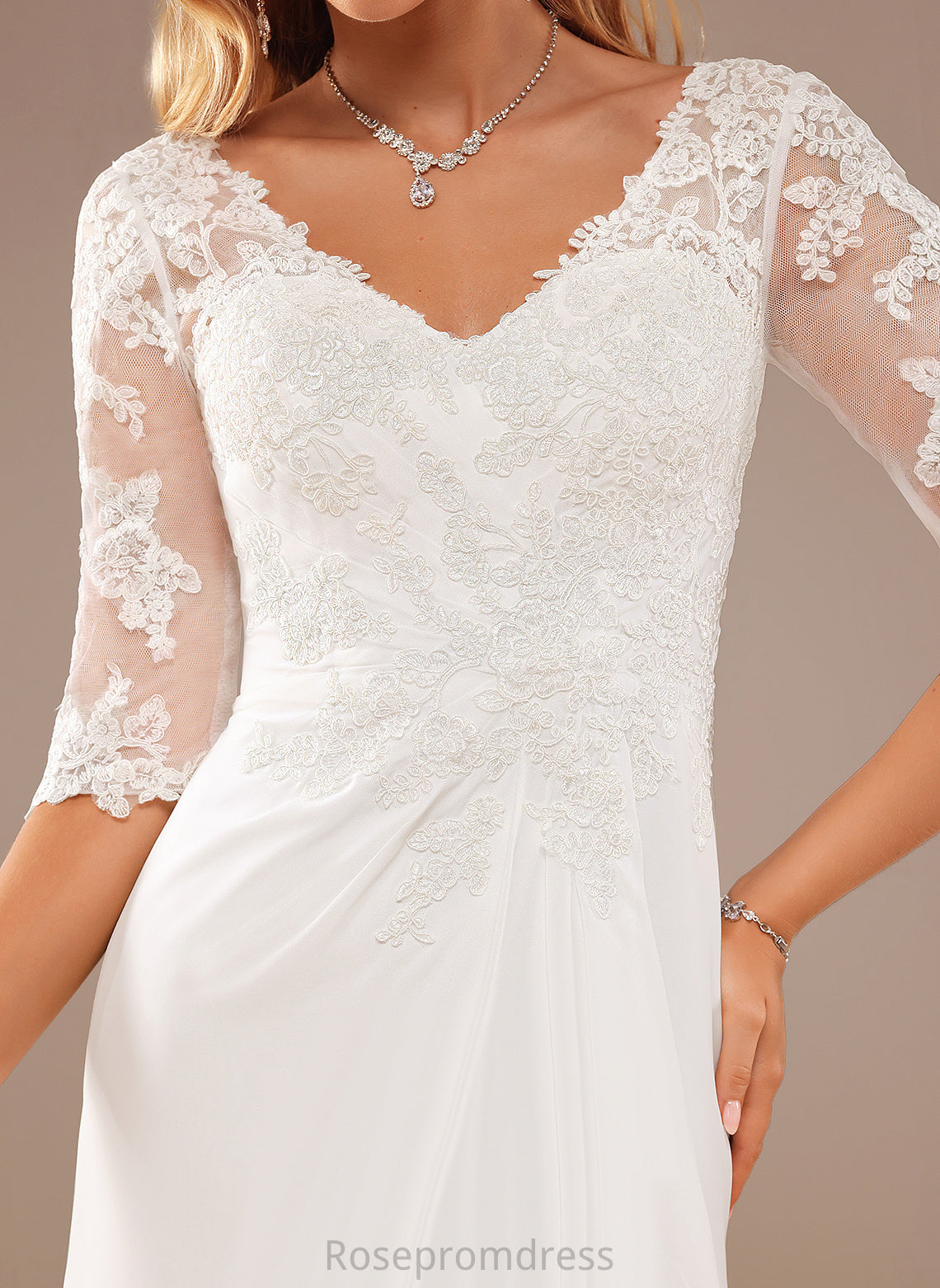 Chiffon Jamiya A-Line Asymmetrical With Ruffle Wedding V-neck Lace Wedding Dresses Dress