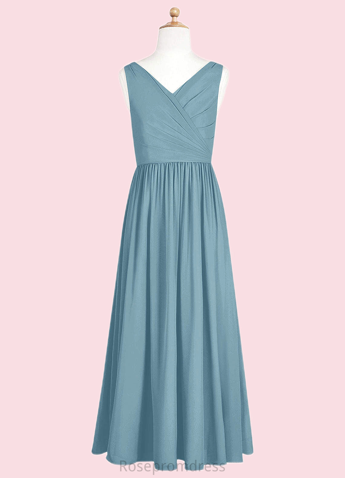 Esperanza A-Line Pleated Chiffon Floor-Length Junior Bridesmaid Dress SRSP0019971