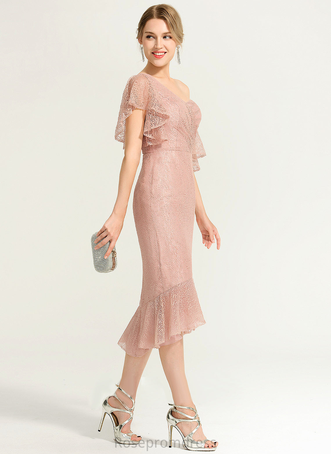 Dress Trumpet/Mermaid Miranda Cocktail Dresses Asymmetrical Cocktail One-Shoulder Lace