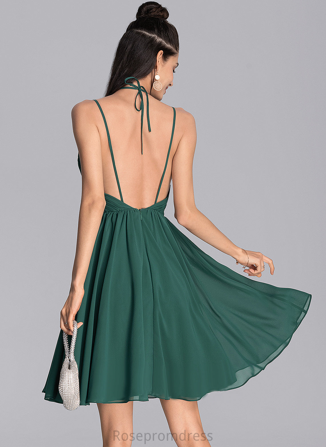 Homecoming Dress With Ruffle Kadence Knee-Length V-neck Chiffon A-Line Homecoming Dresses