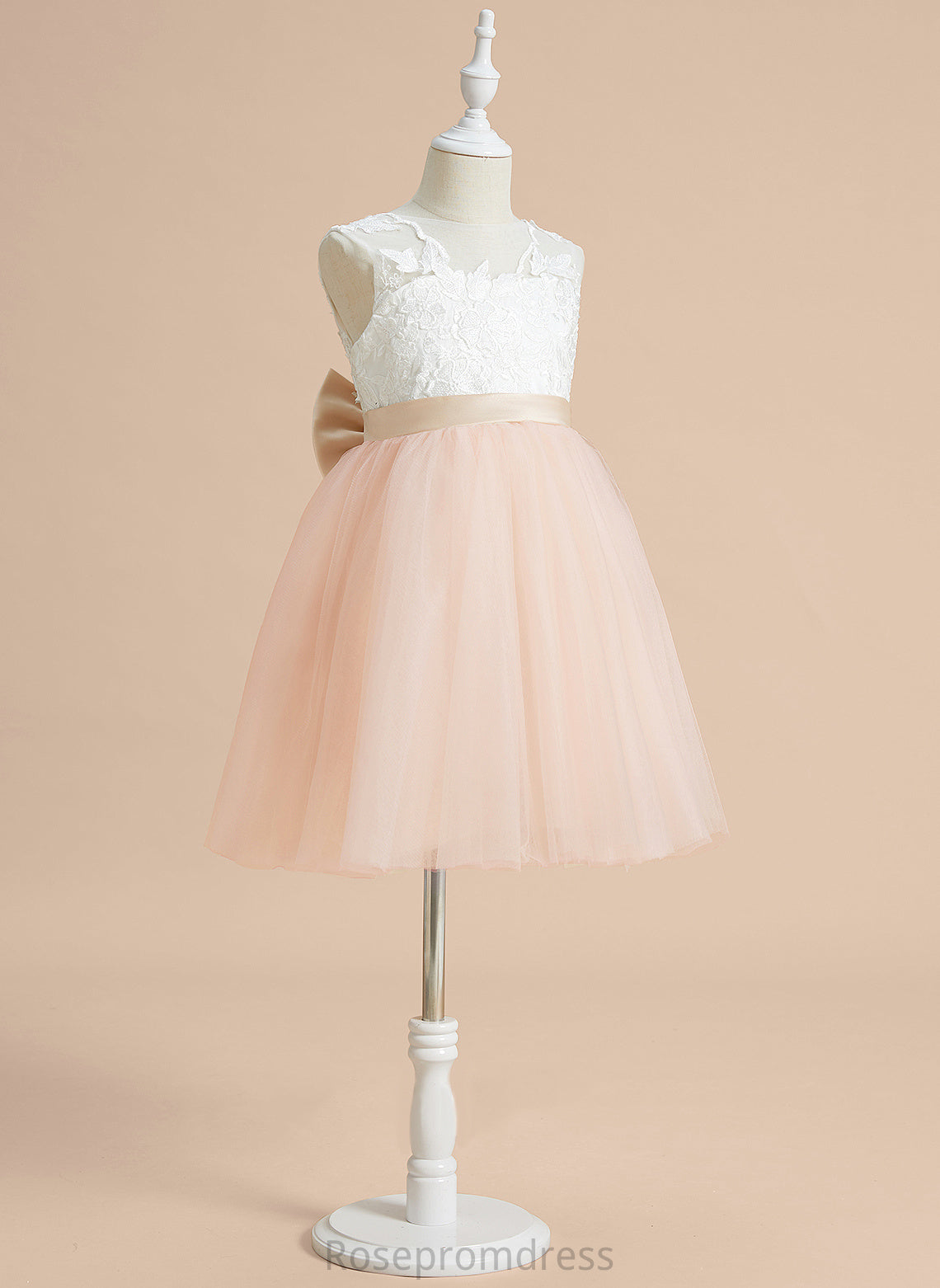 Tulle/Lace With Girl Dress Flower Margaret A-Line - Scoop Neck Flower Girl Dresses Knee-length Bow(s) Sleeveless