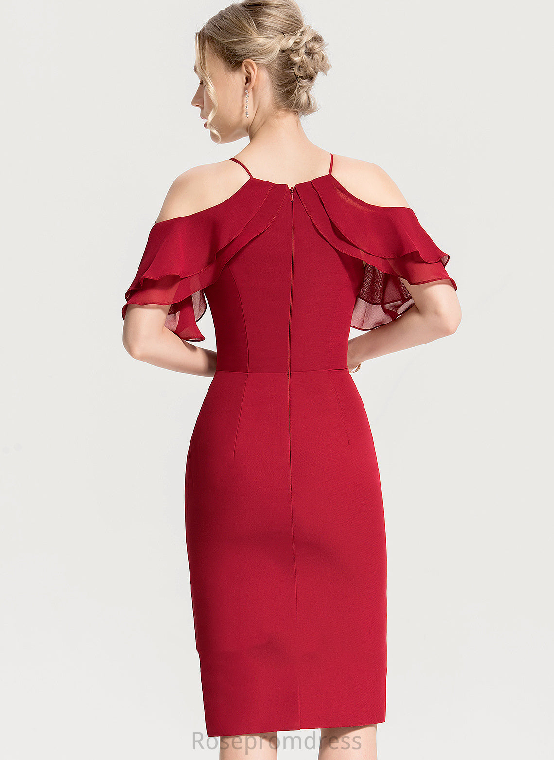 Cascading Ruffles With Alaina Chiffon Knee-Length Cocktail Dresses Square Dress Cocktail Neckline Sheath/Column