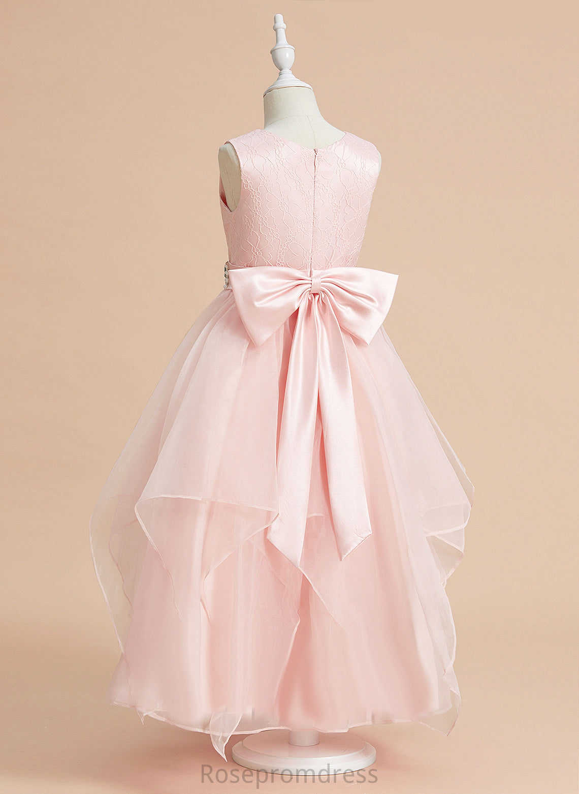 Beading/Bow(s) Flower With Scoop Girl Sleeveless Rosie Neck Ball-Gown/Princess - Flower Girl Dresses Ankle-length Organza/Lace Dress