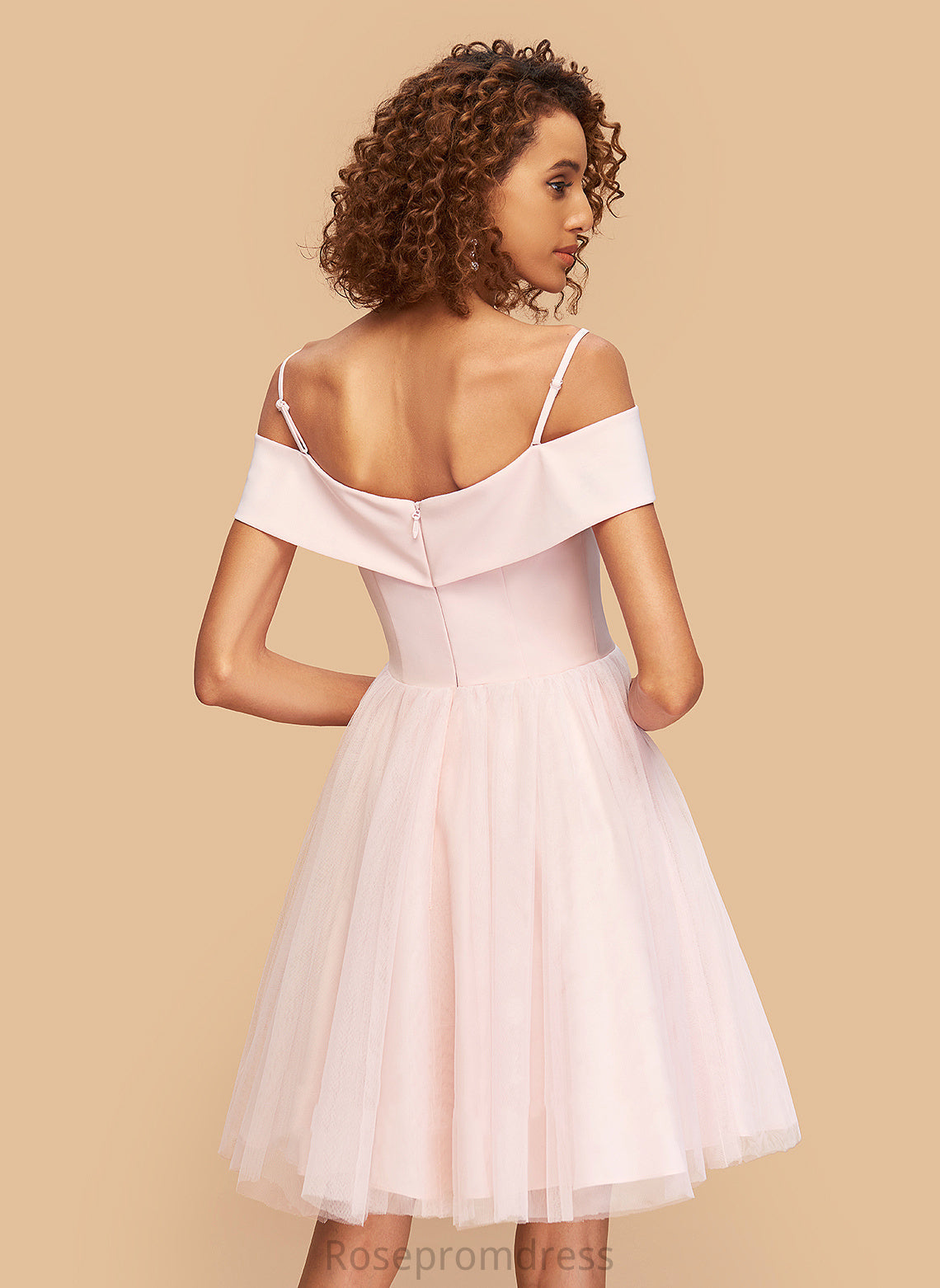 Short/Mini Nayeli Off-the-Shoulder V-neck A-Line Homecoming Tulle Dress Homecoming Dresses