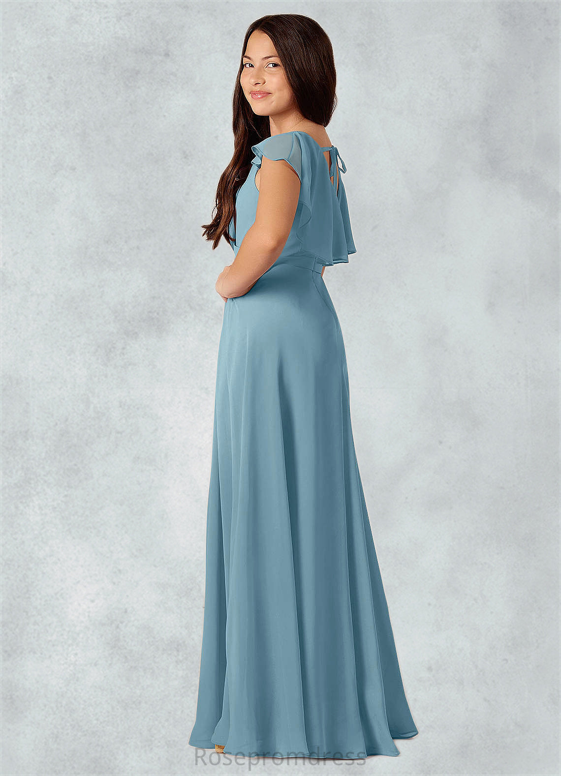 Amiah A-Line Ruched Chiffon Floor-Length Junior Bridesmaid Dress SRSP0020005