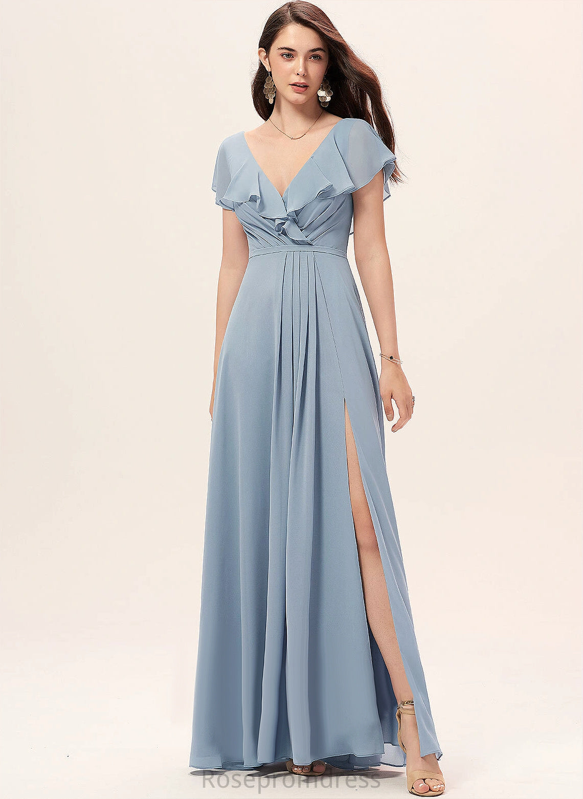 Length A-line Floor-Length Fabric Neckline V-Neck Silhouette Straps&Sleeves Ally Bridesmaid Dresses