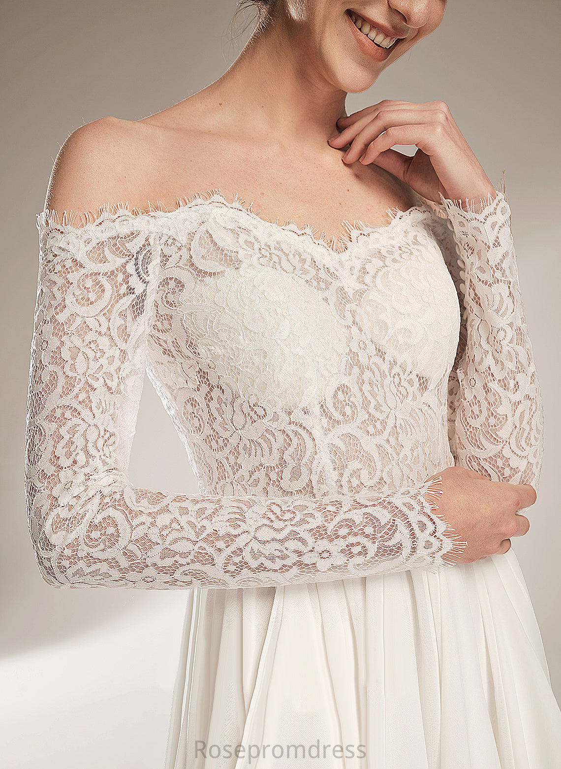 Court Train With Wedding Dress Tara Lace Ruffle Wedding Dresses Chiffon A-Line Off-the-Shoulder