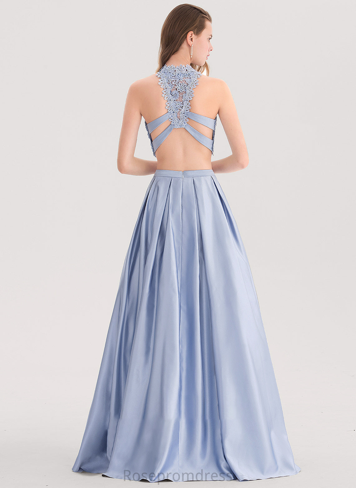 Scoop Neck Johanna Beading Sequins With Satin Prom Dresses Floor-Length Ball-Gown/Princess