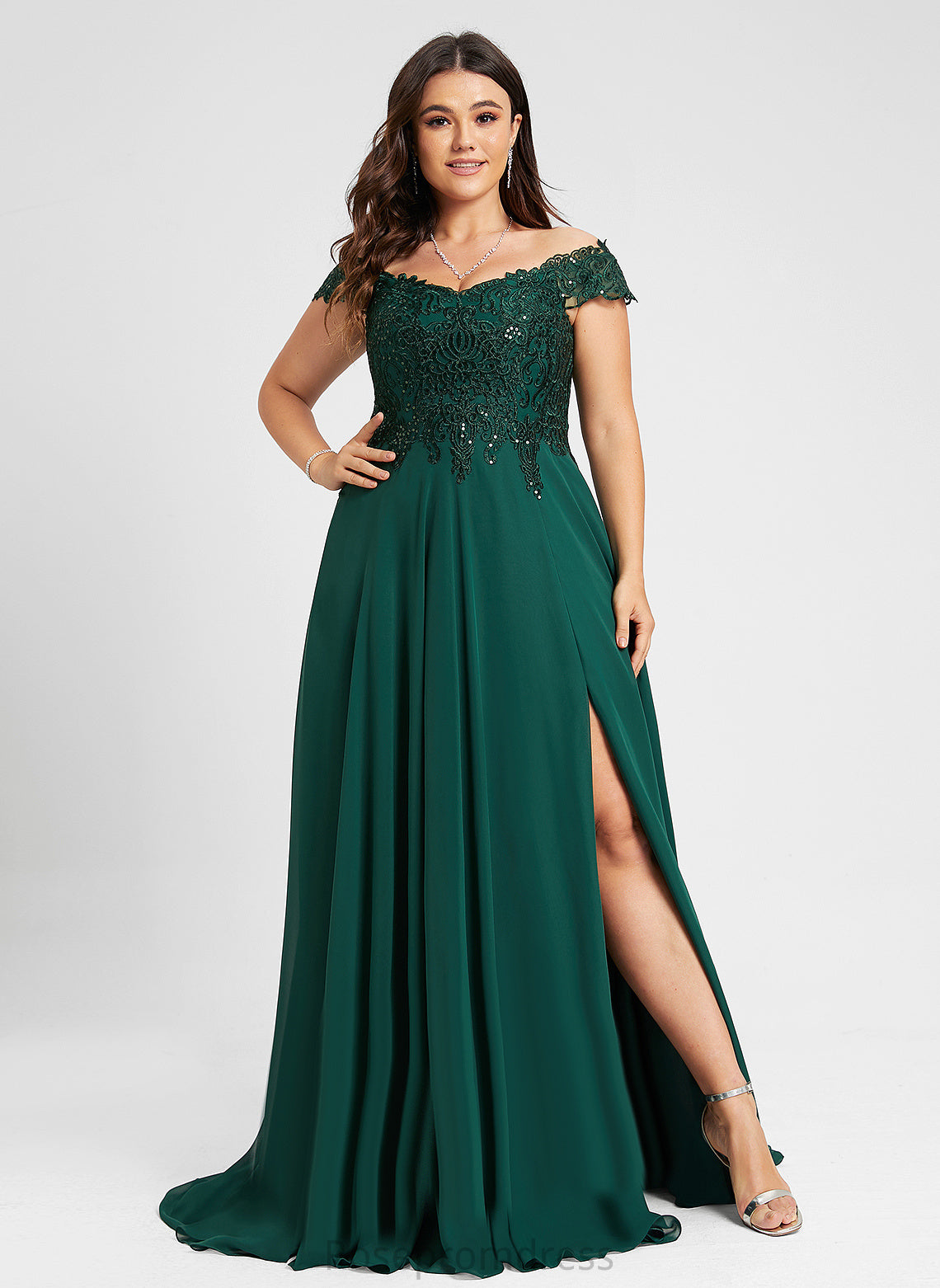 Chiffon Off-the-Shoulder Sequins Sweep A-Line Savanna Train Lace With Prom Dresses